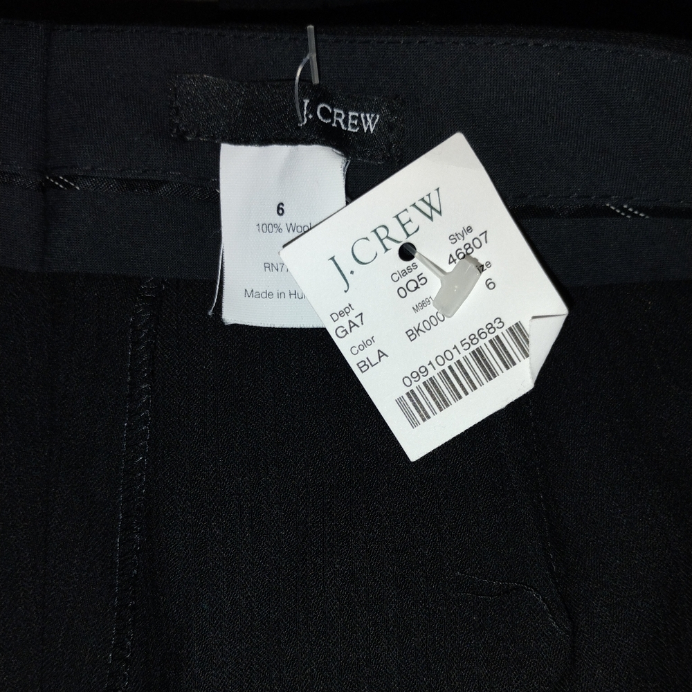 J. Crew Black Tonal Striped Wool Straight Leg Pants Sz 6 NWT - Picture 8 of 14